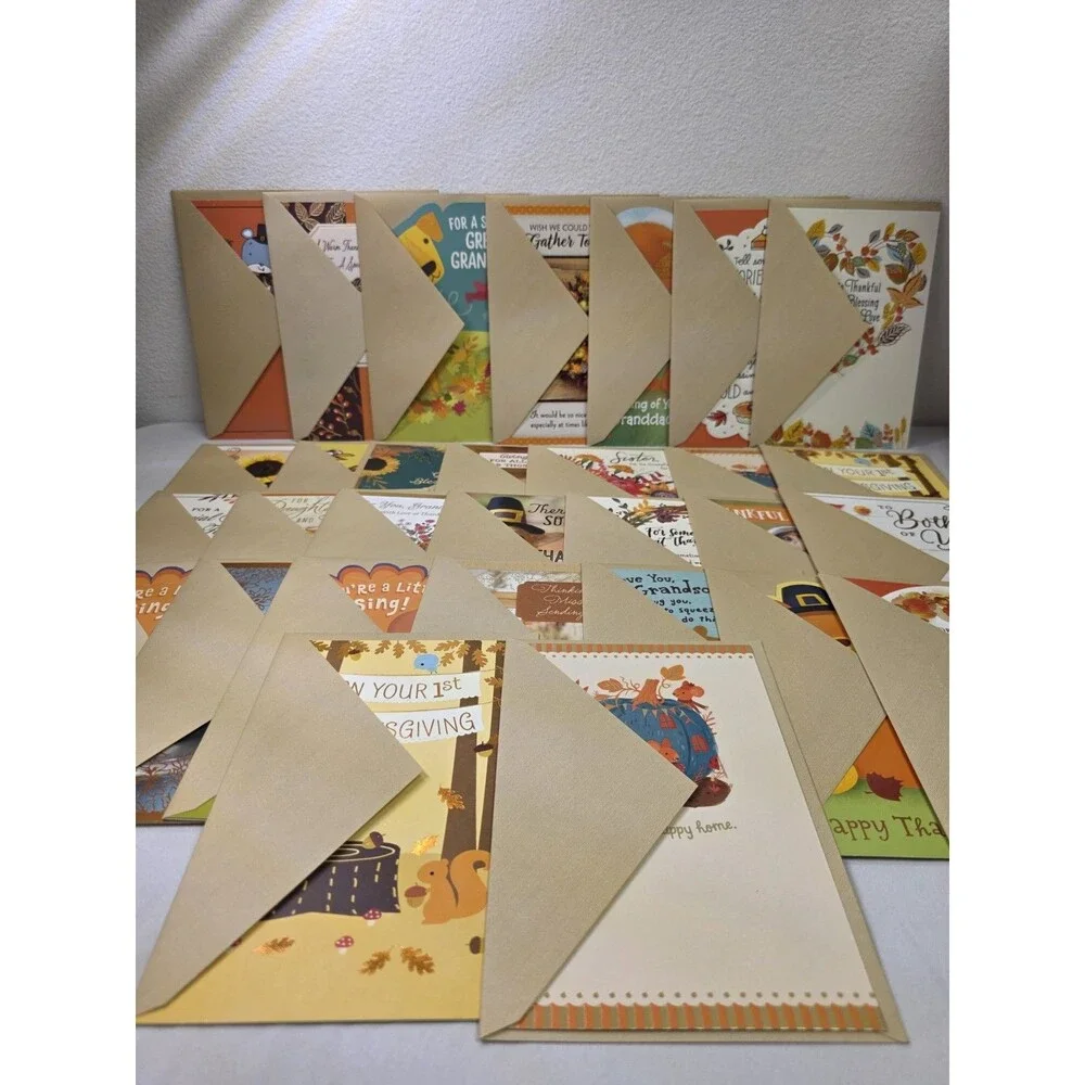 Thanksgiving Day Greeting Cards w/ Envelopes (30 Cards w/ Greetings Inside)